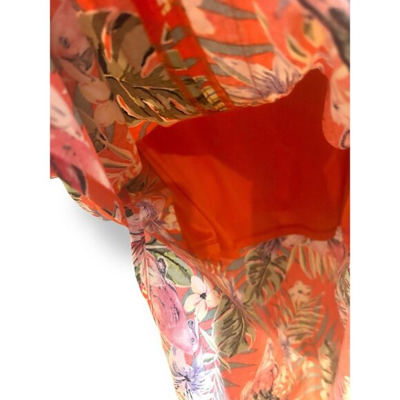 Caribbean Joe Hawaiian Tropical Maxi Dress Orange Sz Medium Floral Lace Detail - Picture 4 of 14